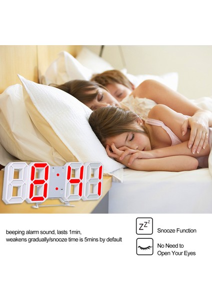 3D LED Aydınlatmalı Masa & Duvar Saati - Beyaz & Turuncu (Yurt Dışından) fiyatları