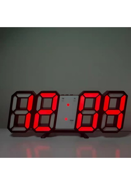 3D Mini LED Dijital Çalar Saat Duvara Monte & Masa Siyah Kırmızı Işık (Yurt Dışından)