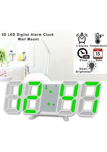 3D Mini LED Dijital Çalar Saat Duvara Monte & Masa Siyah Kırmızı Işık (Yurt Dışından) modelleri