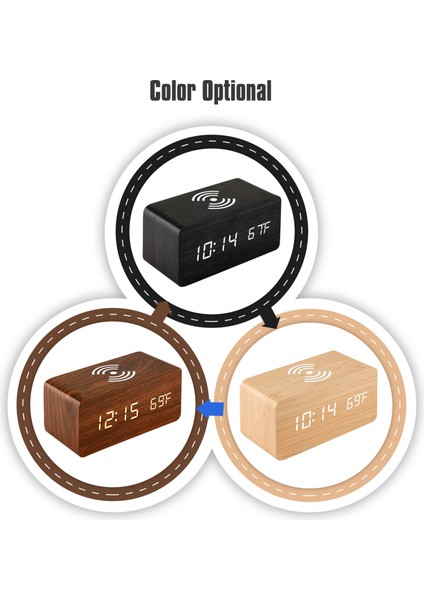 Dijital LED Masaüstü Çalar Saat Kablosuz Şarj Sıcaklık Göstergesi (Yurt Dışından)