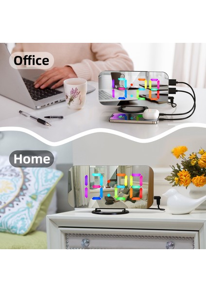 Dijital Çalar Saat - Rgb LED Aydınlatma, USB Şarj, Aynalı Ekran, Duvara Monte (Yurt Dışından) modelleri
