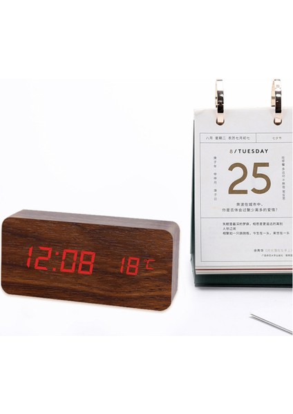 Ahşap Ses Kontrollü Çift Ekranlı Çalar Saat (Yurt Dışından) fırsatları