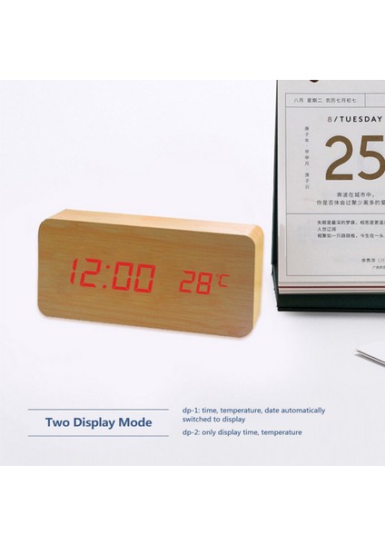 Ahşap Ses Kontrollü Çift Ekranlı Çalar Saat (Yurt Dışından) indirimleri