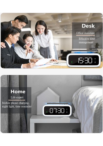 Küçük Çalar Saat & Gece Lambası 3 Alarmlı Ayarlanabilir Parlaklık Kablosuz Ev Ofis Masası (Yurt Dışından) fiyatları