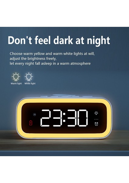 Küçük Çalar Saat & Gece Lambası 3 Alarmlı Ayarlanabilir Parlaklık Kablosuz Ev Ofis Masası (Yurt Dışından) modelleri