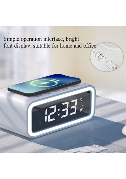 Küçük Çalar Saat & Gece Lambası 3 Alarmlı Ayarlanabilir Parlaklık Kablosuz Ev Ofis Masası (Yurt Dışından) fırsatları