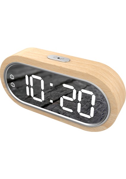 Kayın Ağacı LED Masa Saati - Çift Alarmlı Termometre 4 Seviye Parlaklık (Yurt Dışından)