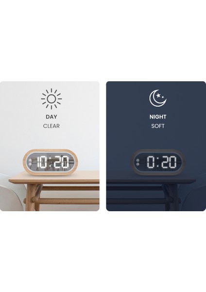 Kayın Ağacı LED Masa Saati - Çift Alarmlı Termometre 4 Seviye Parlaklık (Yurt Dışından) fiyatları