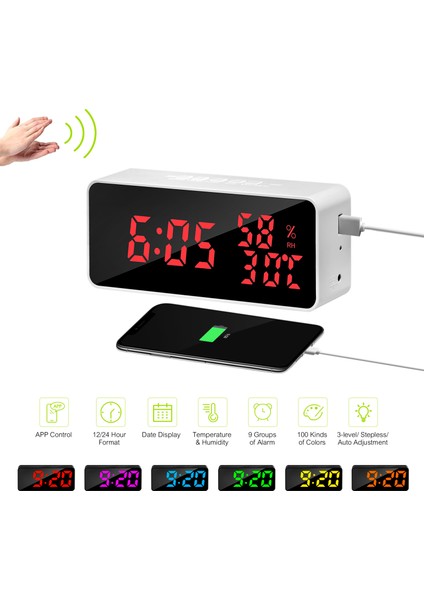 Dijital Duvar Saati 100 Renk Uygulama Kontrolü Kademesiz Parlaklık Alarm Erteleme (Yurt Dışından) modelleri