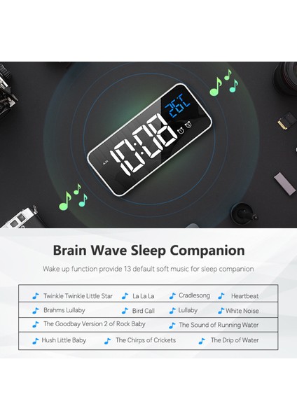 LED Aynalı Çalar Saat, Termometre, USB Şarj ve Parlaklık Ayarı (Yurt Dışından) fiyatları