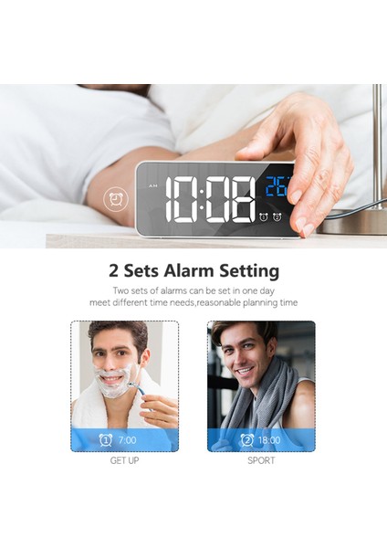 LED Aynalı Çalar Saat, Termometre, USB Şarj ve Parlaklık Ayarı (Yurt Dışından) fırsatları