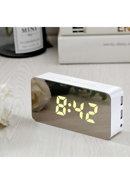 Rgb LED Aynalı Çalar Saat Termometreli USB Şarjlı Ayarlanabilir Işık Beyaz (Yurt Dışından) modelleri