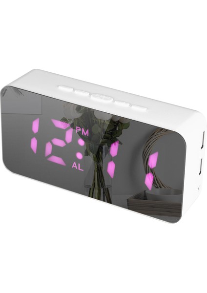 Rgb LED Aynalı Çalar Saat Termometreli USB Şarjlı Ayarlanabilir Işık Beyaz (Yurt Dışından) fırsatları