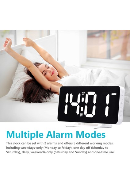 6,7 Inç LED Dijital Ayna Çalar Saat, Çift Alarm, Ayarlanabilir Parlaklık (Yurt Dışından) indirimleri