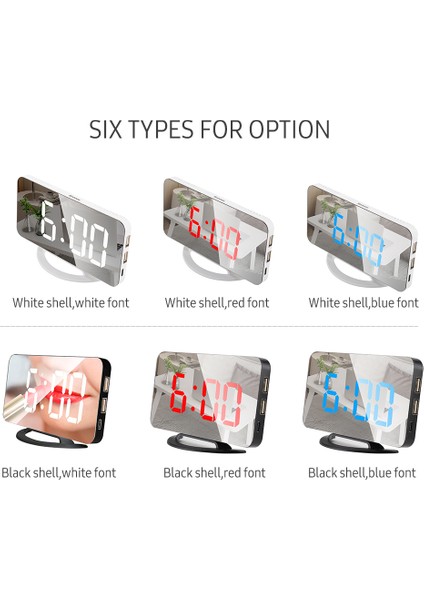 LED Aynalı Çalar Saat Şekerleme Otomatik Aydınlatma 3 Parlaklık (Yurt Dışından) fırsatları