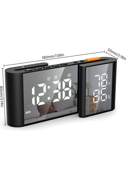 S Tasarımlı Çift Aynalı Dijital Saat - Ayarlanabilir Led, Çift Alarmlı Erteleme Özellikli Modern Masa ve Duvar Dekoru (Yurt Dışından) fiyatları