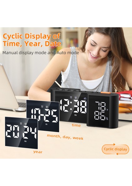 S Tasarımlı Çift Aynalı Dijital Saat - Ayarlanabilir Led, Çift Alarmlı Erteleme Özellikli Modern Masa ve Duvar Dekoru (Yurt Dışından) fırsatları