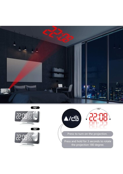 Dijital Prktörlü Saat: Geniş LED Ekran, Çift Alarm, Derin Uyuyanlar Için (Yurt Dışından) modelleri