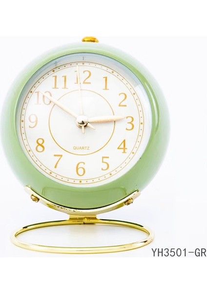 3501-1 Dışbükey Cam Yatak Saati Zeytin Yeşili Sessiz Gece Lambası (Yurt Dışından)