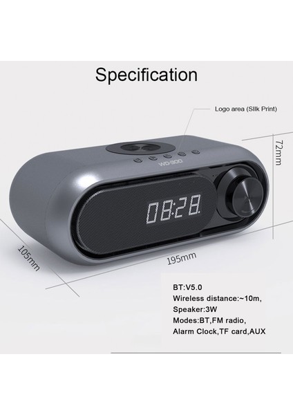 LED Alarmlı Bluetooth Hoparlör, Kablosuz Şarj, Fm Radyo, Şekerleme (Yurt Dışından) fırsatları