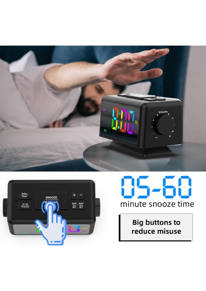 Dijital Çalar Saat 7 Renk Değiştirilebilir Ayarlanabilir LED Ekran Çift USB (Yurt Dışından) fırsatları