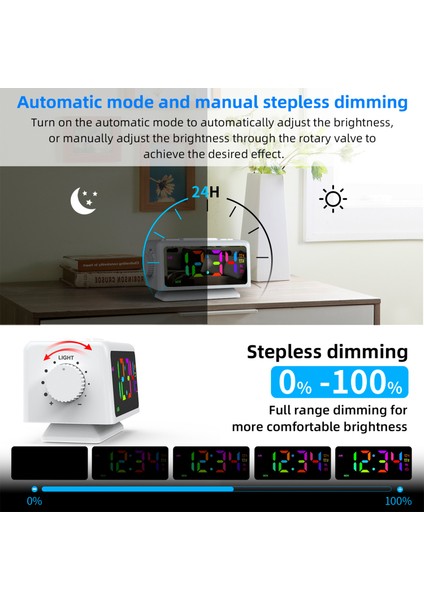 Dijital Çalar Saat 7 Renkli Ayarlanabilir Led, Çift Alarm USB Radyo (Yurt Dışından) modelleri