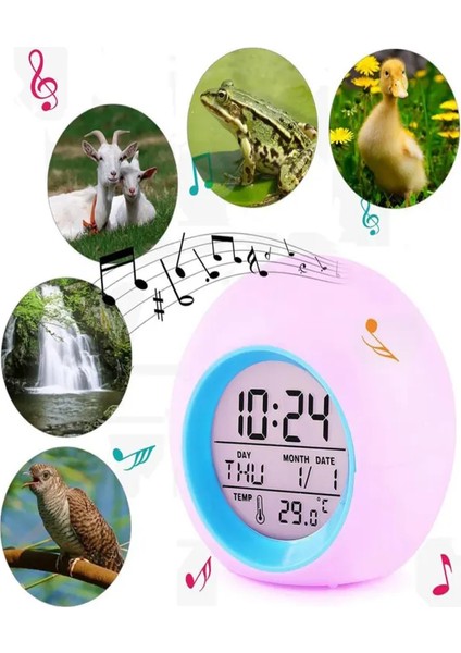 Çocuk Alarm Saati - 7 Renkli LED Uyanış Işığı (Yurt Dışından) modelleri