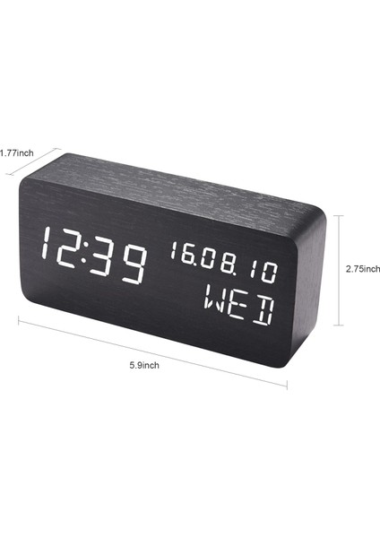 Ahşap Masa Saati - Ses Kontrol, Sıcaklık ve Parlaklık Ayarlı LED Ekran (Yurt Dışından) fiyatları