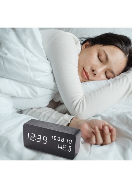 Ahşap Masa Saati - Ses Kontrol, Sıcaklık ve Parlaklık Ayarlı LED Ekran (Yurt Dışından) indirimleri