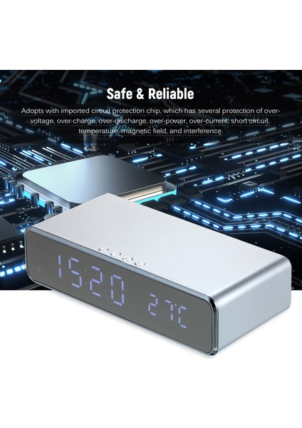 Kablosuz Şarj LED Masa Saati - Çift Sıcaklık, Alarm ve Takvim (Yurt Dışından) fiyatları