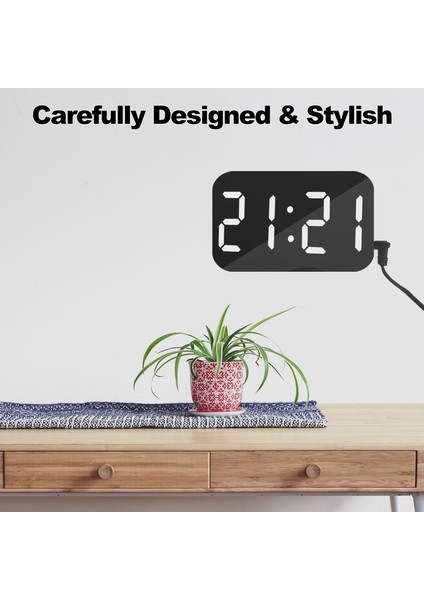 Dijital LED Aynalı Çalar Saat Çift USB Şarj ve Otomatik Aydınlatma - Yatak Odası ve Ev Ofisi (Yurt Dışından) fırsatları