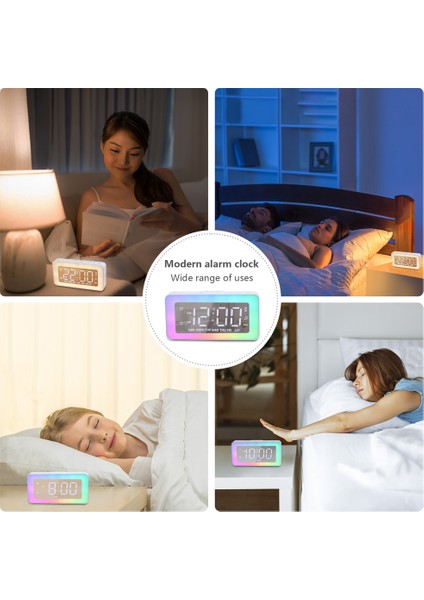 LED Ayna Alarmlı Saat Gece Lambası 8 Işık Modu Parlaklık Ayarı (Yurt Dışından) fiyatları