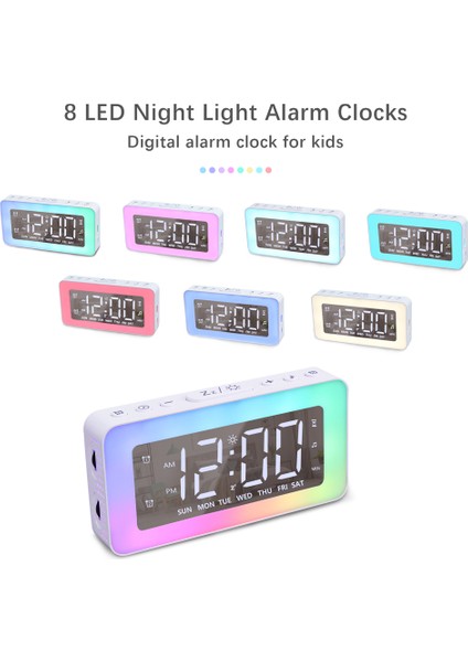 LED Ayna Alarmlı Saat Gece Lambası 8 Işık Modu Parlaklık Ayarı (Yurt Dışından) fırsatları