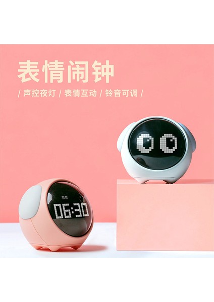 Akıllı LED Pixel Emojili Yatak Başı Dijital Çalar Saat Pembe (Yurt Dışından)