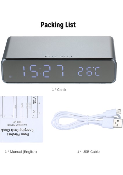 Kablosuz Şarj LED Masa Saati - Çift Sıcaklık, Alarm ve Takvim (Yurt Dışından) fırsatları