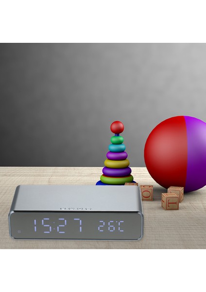 Kablosuz Şarj LED Masa Saati - Çift Sıcaklık, Alarm ve Takvim (Yurt Dışından) indirimleri
