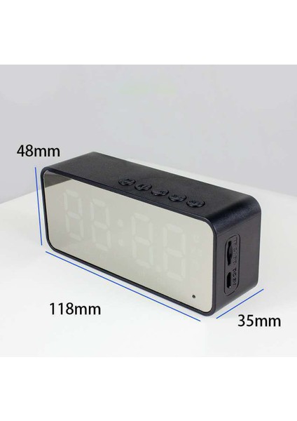 Dijital Çalar Saat Bluetooth Hoparlör, Ayna LED Ekran, Çift Alarm (Yurt Dışından)