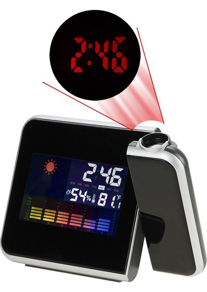 Dijital Duvar Prktörlü Saat - Hava Durumu, Döner Çift Lazer LED (Yurt Dışından)