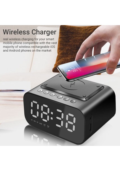 Kablosuz Şarjlı Bluetooth Hoparlörlü LED Masa Saati (Yurt Dışından) modelleri