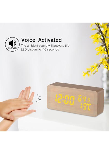 Ahşap Çalar Saat: LED Ekran, Ses Kontrolü, Sıcaklık ve Nem Göstergeli (Yurt Dışından) fiyatları