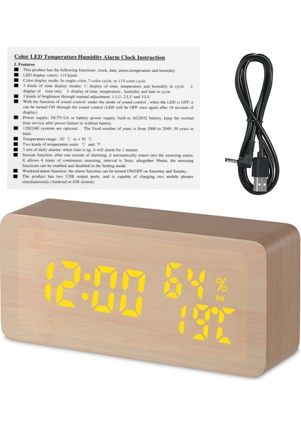 Ahşap Çalar Saat: LED Ekran, Ses Kontrolü, Sıcaklık ve Nem Göstergeli (Yurt Dışından) fırsatları