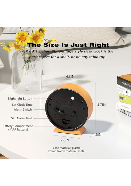 4,5" Retro Og Ince Metal Masa Saati ve Lamba (Yurt Dışından) indirimleri