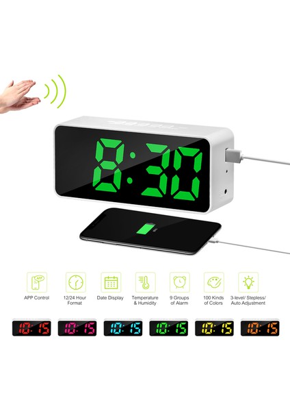 Dijital Duvar Saati Uygulama Kontrol 100 Renk Parlaklık Alarm (Yurt Dışından) modelleri