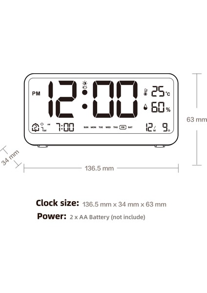 8001-EN Dijital Saat LED Ayarlanabilir Parlaklık Sıcaklık Nem Alarm (Yurt Dışından) fiyatları