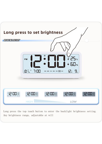 8001-EN Dijital Saat LED Ayarlanabilir Parlaklık Sıcaklık Nem Alarm (Yurt Dışından) indirimleri