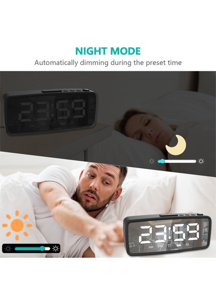 Aynalı Çalar Saat Fm Radyo - 3 Seviye Aydınlatma, Gece Modu Yatak Başucu Saati (Yurt Dışından) fiyatları
