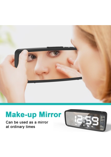 Aynalı Çalar Saat Fm Radyo - 3 Seviye Aydınlatma, Gece Modu Yatak Başucu Saati (Yurt Dışından) fırsatları