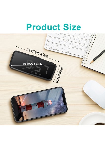 Aynalı Çalar Saat Fm Radyo - 3 Seviye Aydınlatma, Gece Modu Yatak Başucu Saati (Yurt Dışından) indirimleri