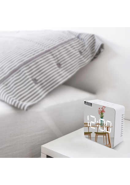 LED Aynalı Saat Alarm Şekerleme Ayarlanabilir Parlaklık Oda Termometresi 12/24 Saat (Yurt Dışından) fiyatları