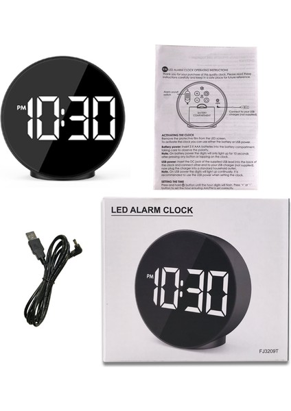 3209 LED Aynalı Alarmlı Saat Sıcaklık Göstergeli Siyah (Yurt Dışından) fırsatları